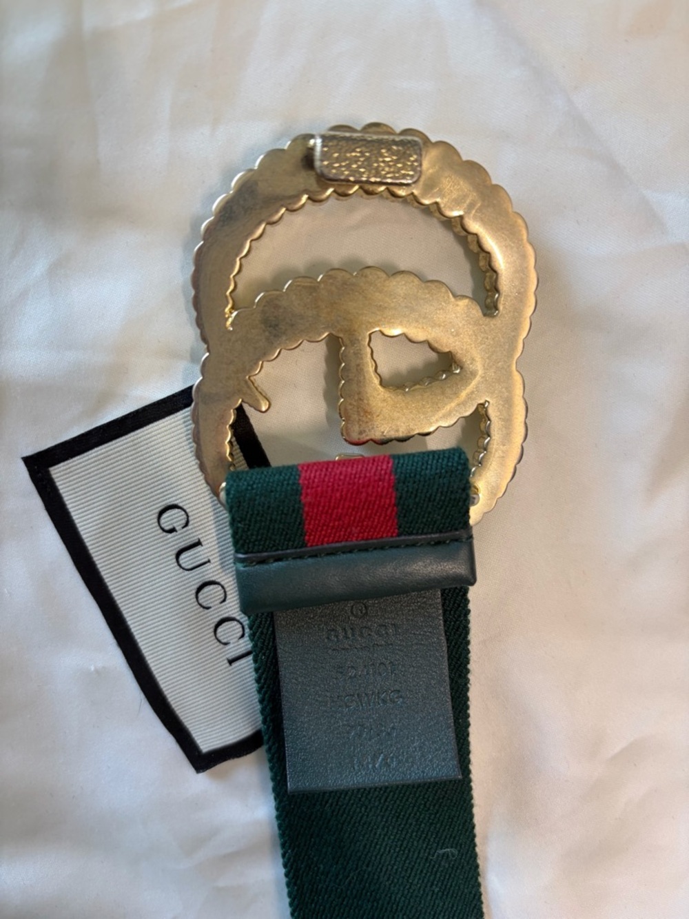Gucci Torchon Double G Elastic Green/Red Belt - Size 90/36 - Picture 3 of 4
